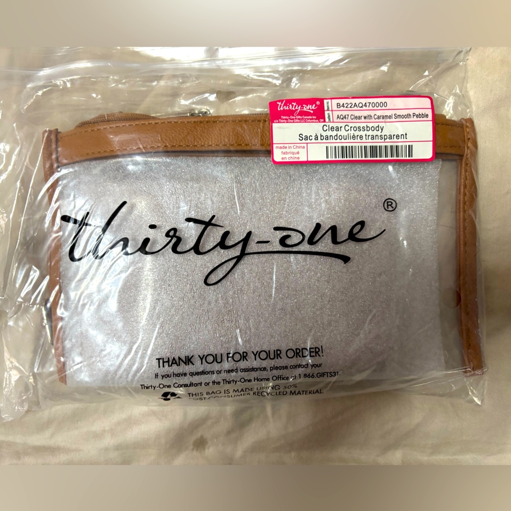 Thirty-One Clear Caramel Crossbody Bag
